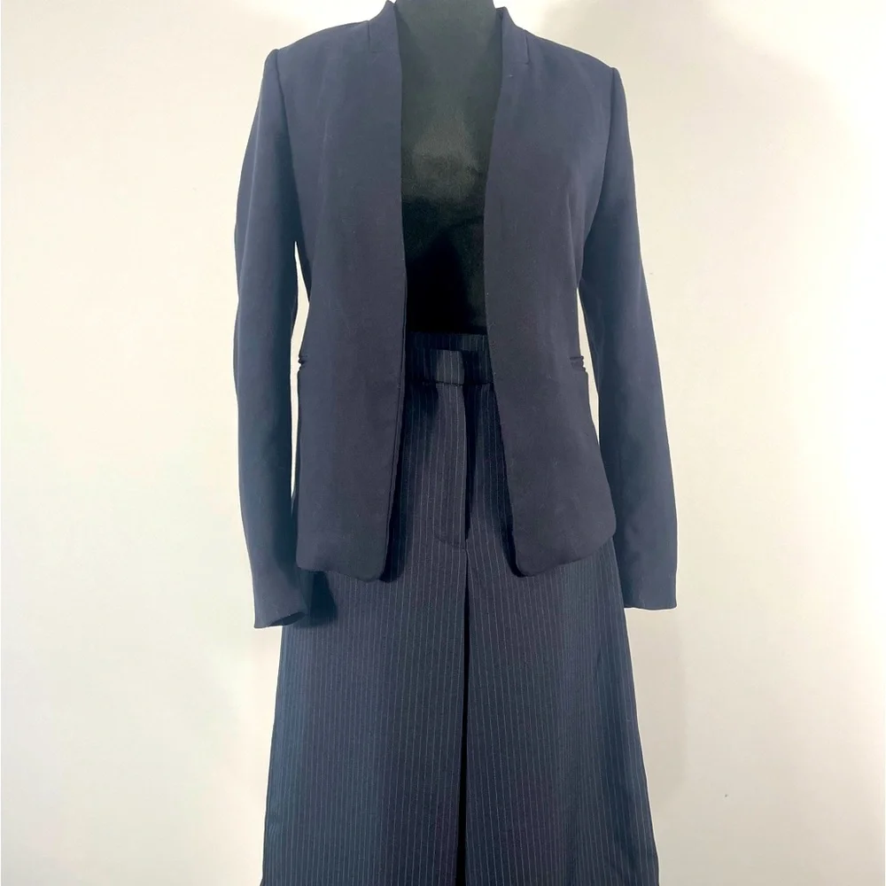 Women’s Navy white pinned striped Wide legged, Pants, Trousers Size Medium - Picture 2 of 9